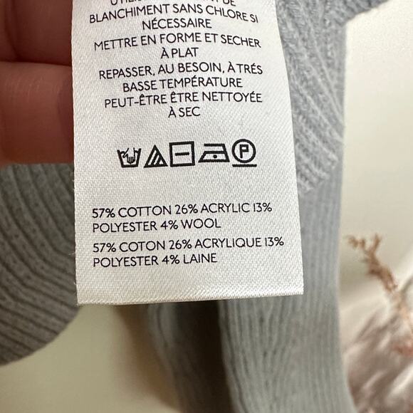 ANTHROPOLOGIE x MAEVE Katey Mock Neck Bell Sleeve Sweater Gray Sz M $118 {Y29} - Picture 6 of 7